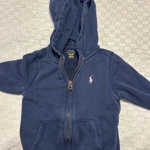 Polo by Ralph Lauren Kids Blue Hoodie with Pink Logo